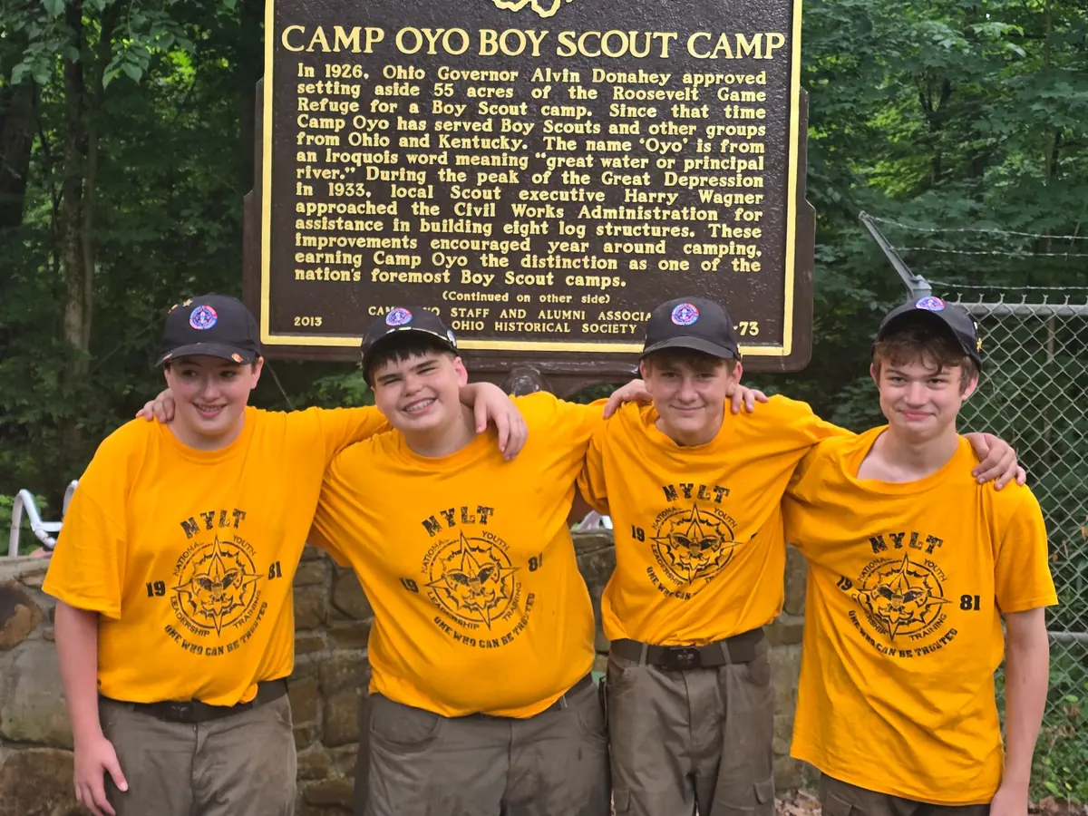 Troop 826 Scouts together at Camp Oyo after NYLT