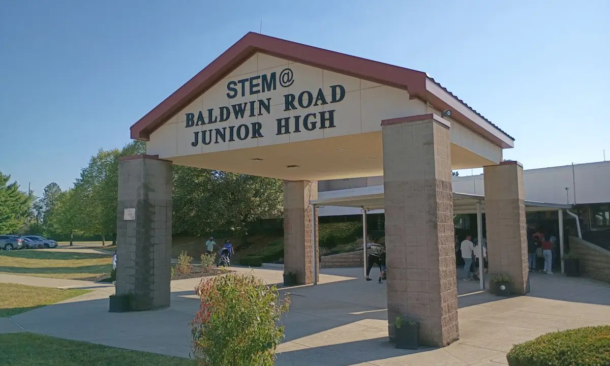 The entrance to STEM Middle at Baldwin Road