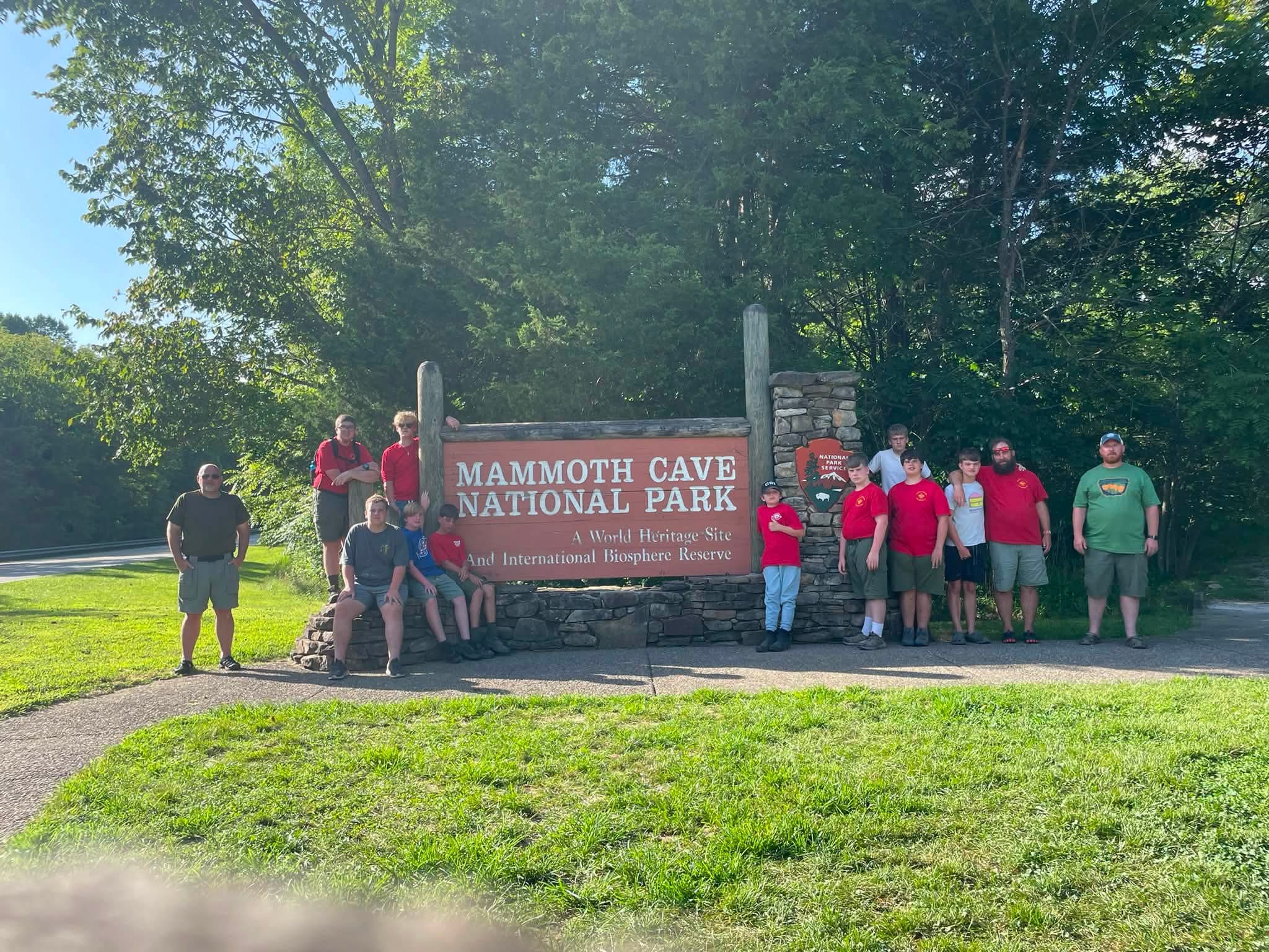 Troop 826 Scouts together at Mammoth Cave National Park