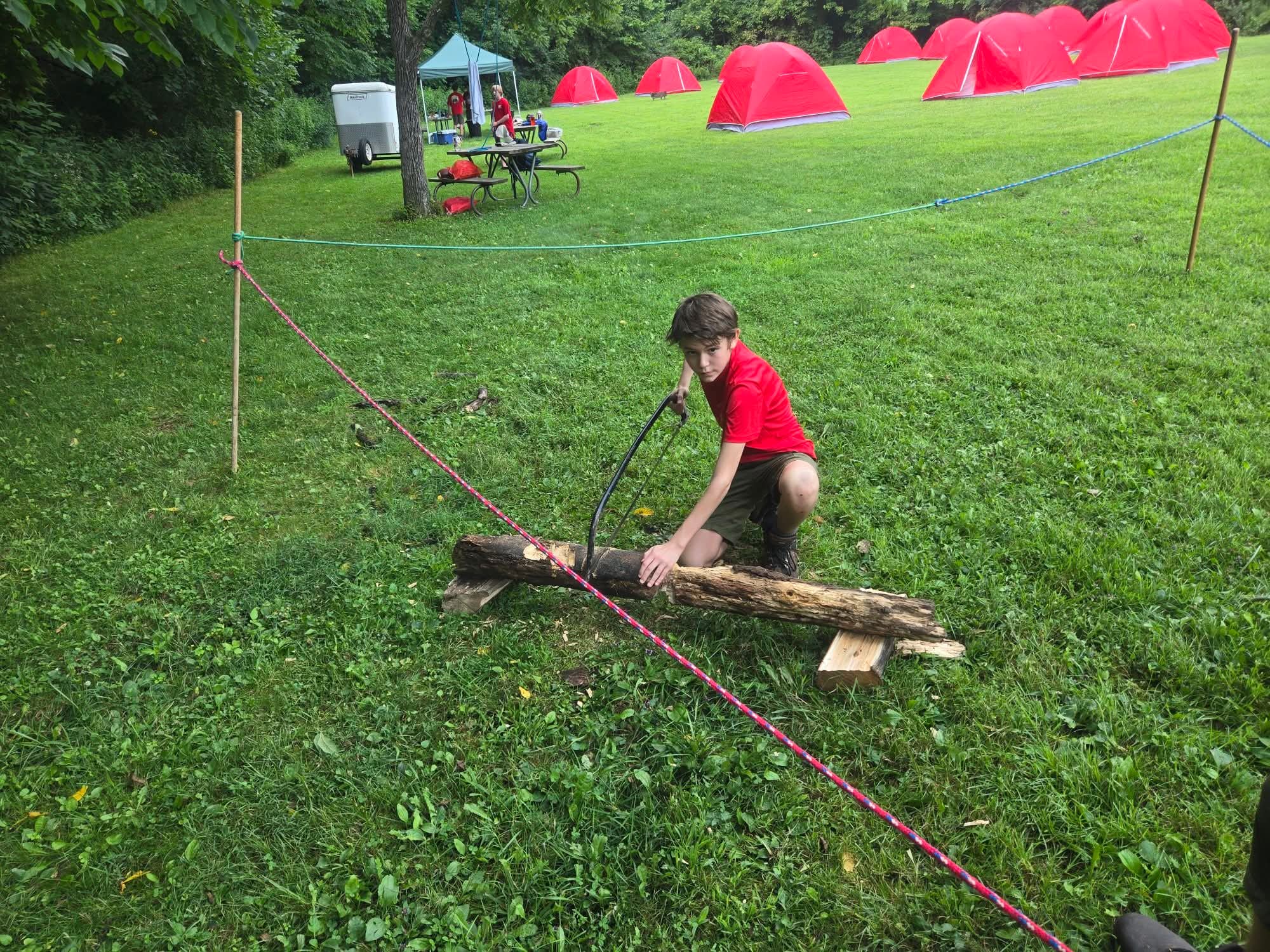 A Troop 826 Scout practicing an outdoor skill