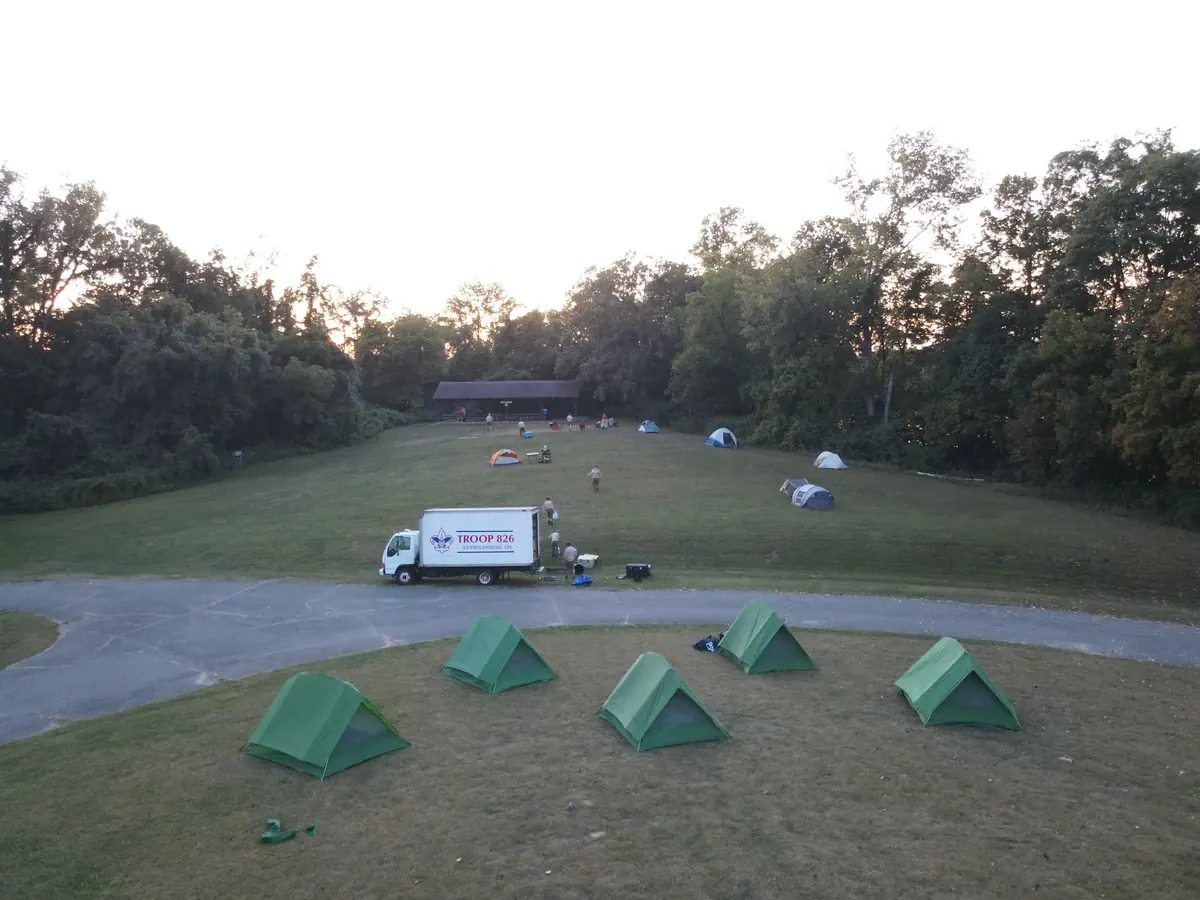 Troop 826 campsite and troop trailer