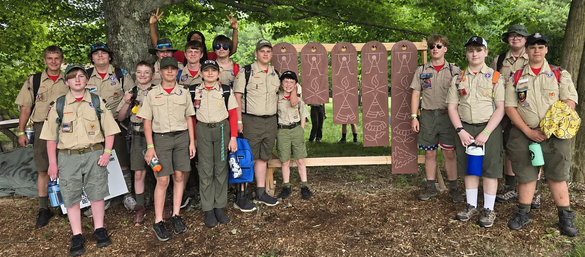 Troop 826 Scouts together at camp